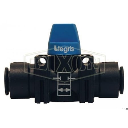 Dixon Legris 2-Way Composite Mini Non-Venting Ball Valve, 5/16 in Nominal, Tube End Style, Nylon Body 79100800